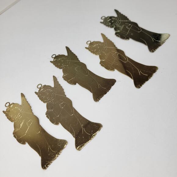 5 Vintage Metal Singing Choir Angel Christmas Ornaments - Picture 3 of 3